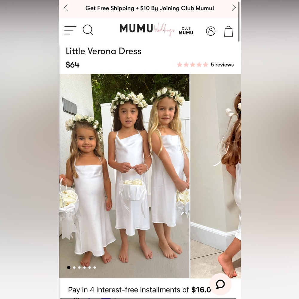 NWT Show me your Mumu White Little Verona Dress flower girl wedding